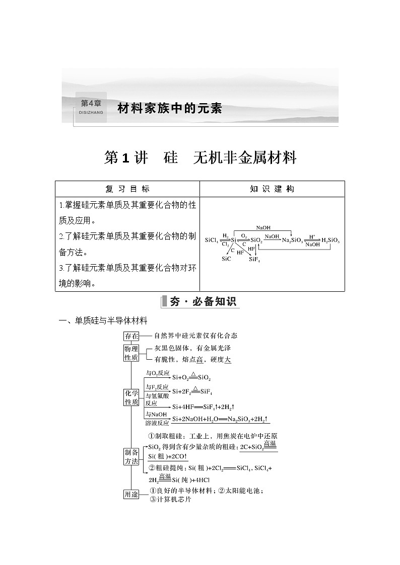 2023版 创新设计 高考总复习 化学 鲁科版第4章　材料家族中的元素 练习课件01