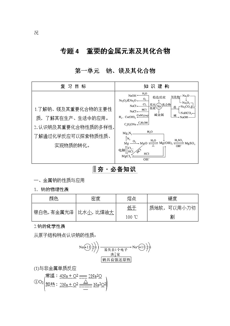 2023版 创新设计 高考总复习 化学 苏教版第一单元　钠、镁及其化合物第1页