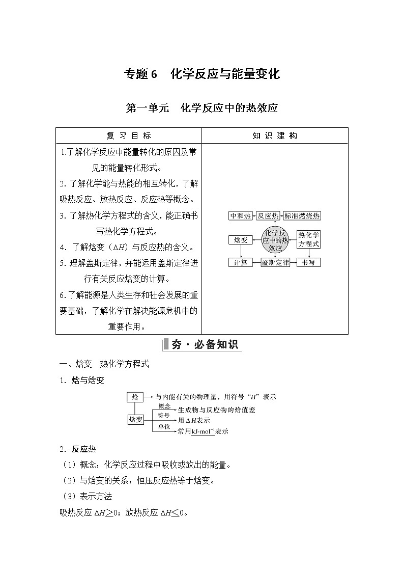 2023版 创新设计 高考总复习 化学 苏教版专题6　化学反应与能量变化01