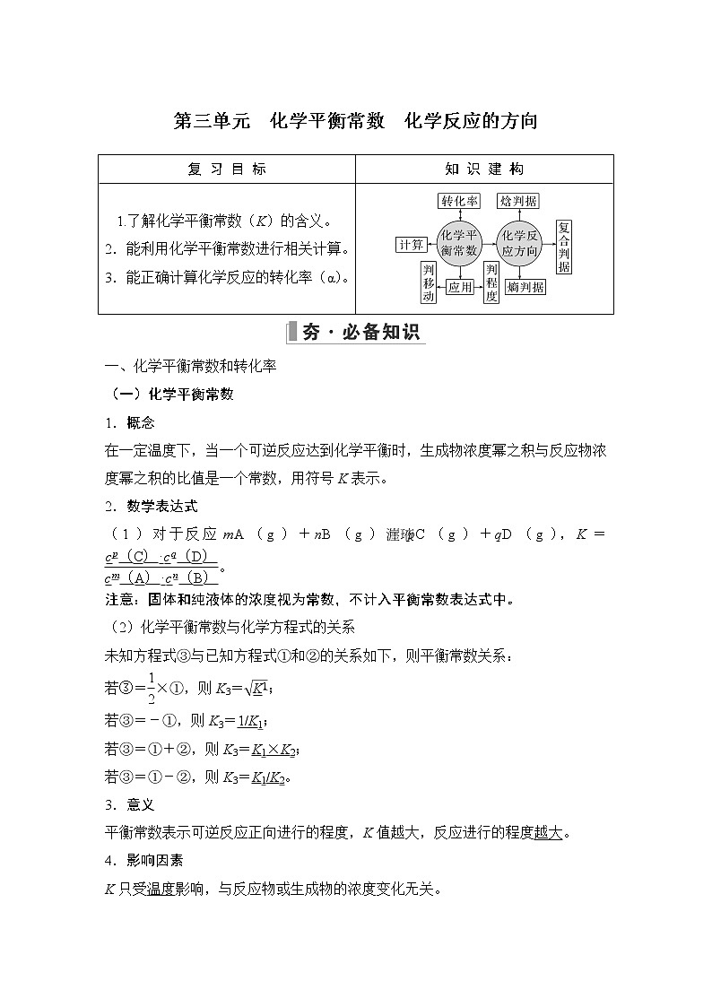 2023版 创新设计 高考总复习 化学 苏教版第三单元　化学平衡常数　化学反应的方向第1页