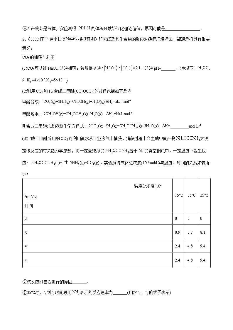 高三化学高考备考一轮复习：化学反应原理综合专题训练02