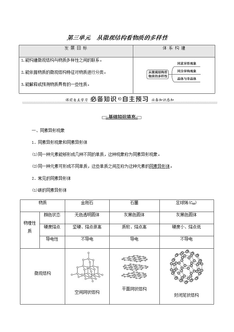苏教版高中化学必修第一册专题5微观结构与物质的多样性第3单元从微观结构看物质的多样性学案01