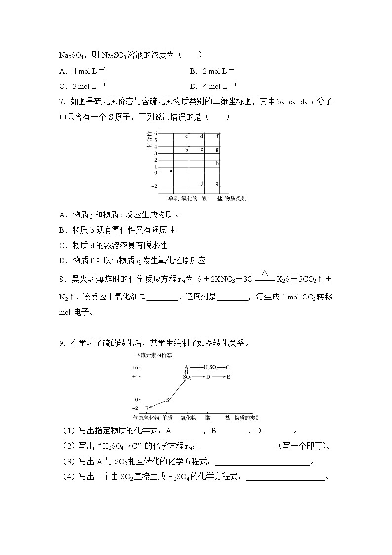 专题4 硫与环境保护 第二单元 硫及其化合物的相互转化 课时作业（word版含解析）02