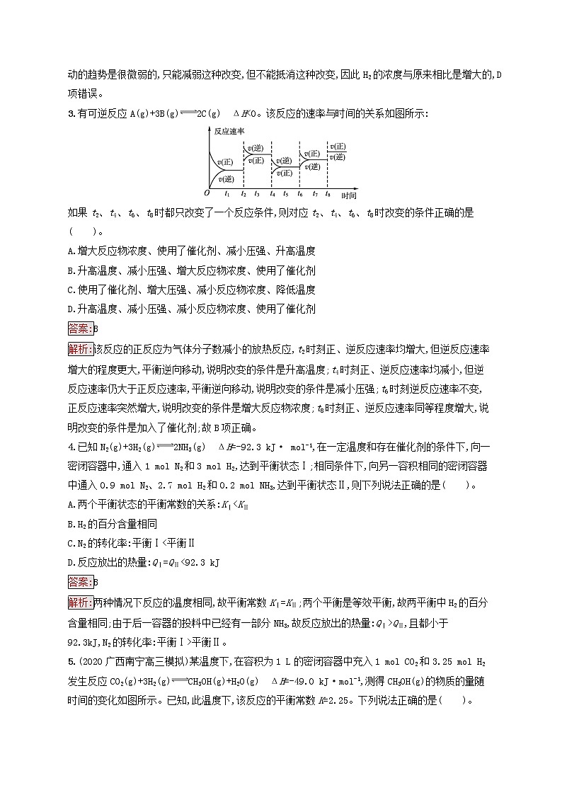 广西专用2022年高考化学一轮复习单元质检卷7化学反应速率和化学平衡含解析新人教版第2页