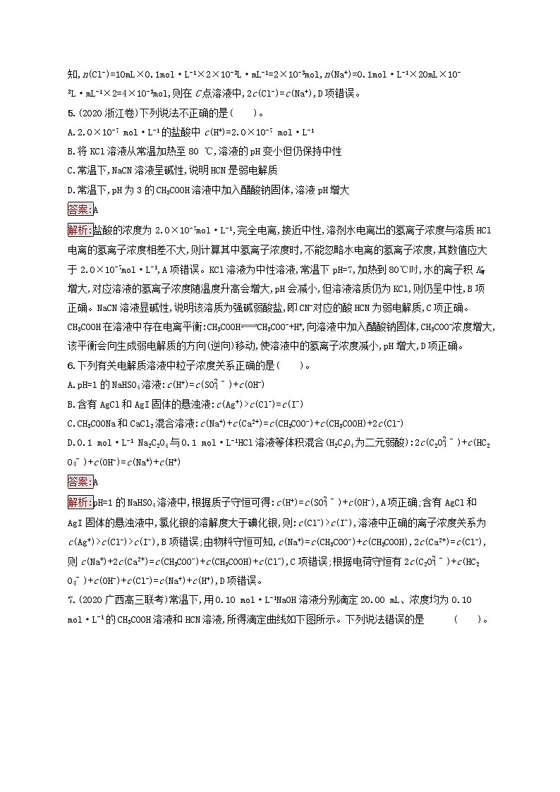 广西专用2022年高考化学一轮复习单元质检卷8水溶液中的离子平衡含解析新人教版03