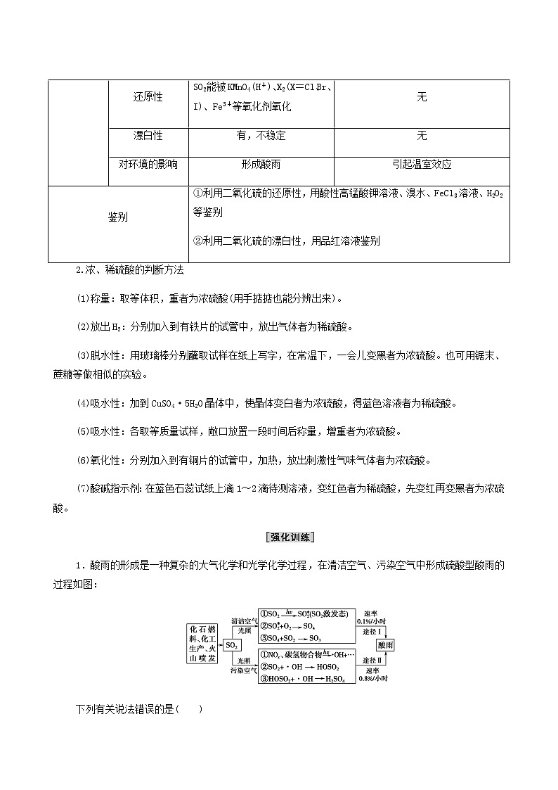 苏教版高中化学必修第一册专题4硫与环境保护第3单元微专题5利用比较法全面认识物质的性质学案02