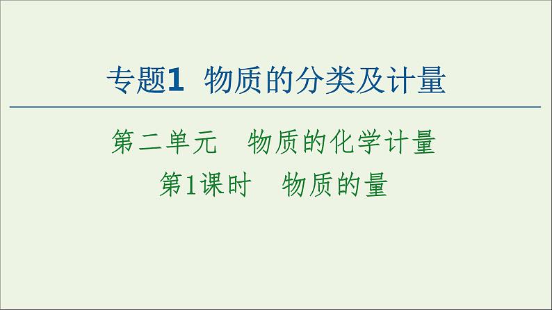 苏教版高中化学必修第一册专题1物质的分类及计量第2单元第1课时物质的量课件01