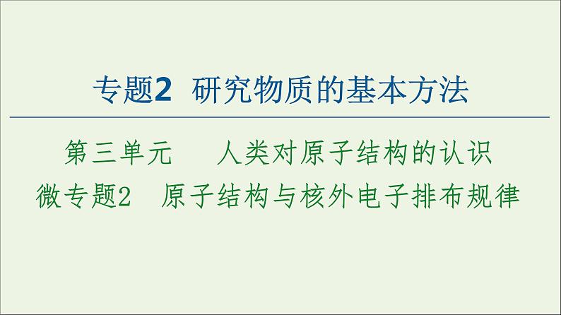 苏教版高中化学必修第一册专题2研究物质的基本方法第3单元微专题2研究物质的基本方法原子结构与核外电子排布规律课件01