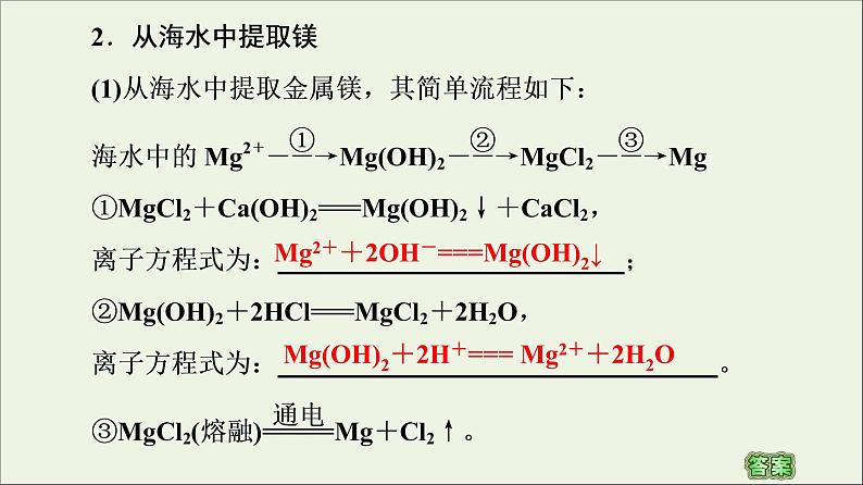 苏教版高中化学必修第一册专题3从海水中获得的化学物质第3单元第2课时从海水中提取镁从海带中提取碘课件第5页