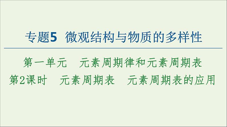 苏教版高中化学必修第一册专题5微观结构与物质的多样性第1单元第2课时元素周期表元素周期表的应用课件01