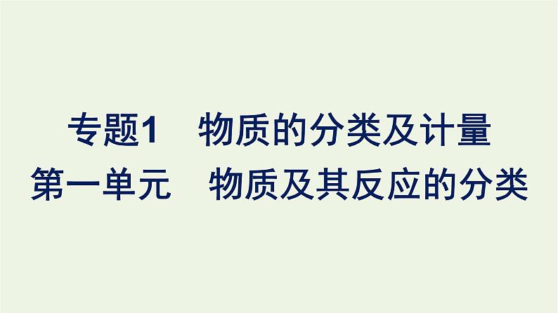 苏教版高中化学必修第一册专题1-物质的分类及计量第1单元物质及其反应的分类课件第1页