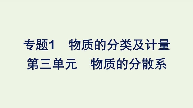 苏教版高中化学必修第一册专题1-物质的分类及计量第3单元物质的分散系课件01