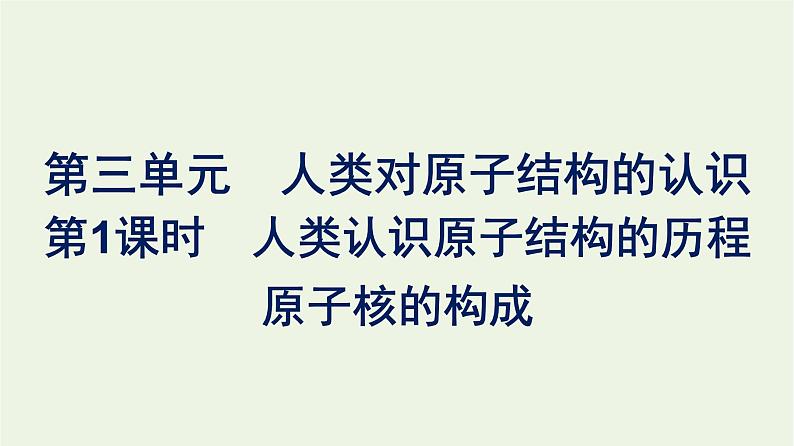 苏教版高中化学必修第一册专题2-研究物质的基本方法第3单元第1课时人类认识原子结构的历程原子核的构成课件第1页