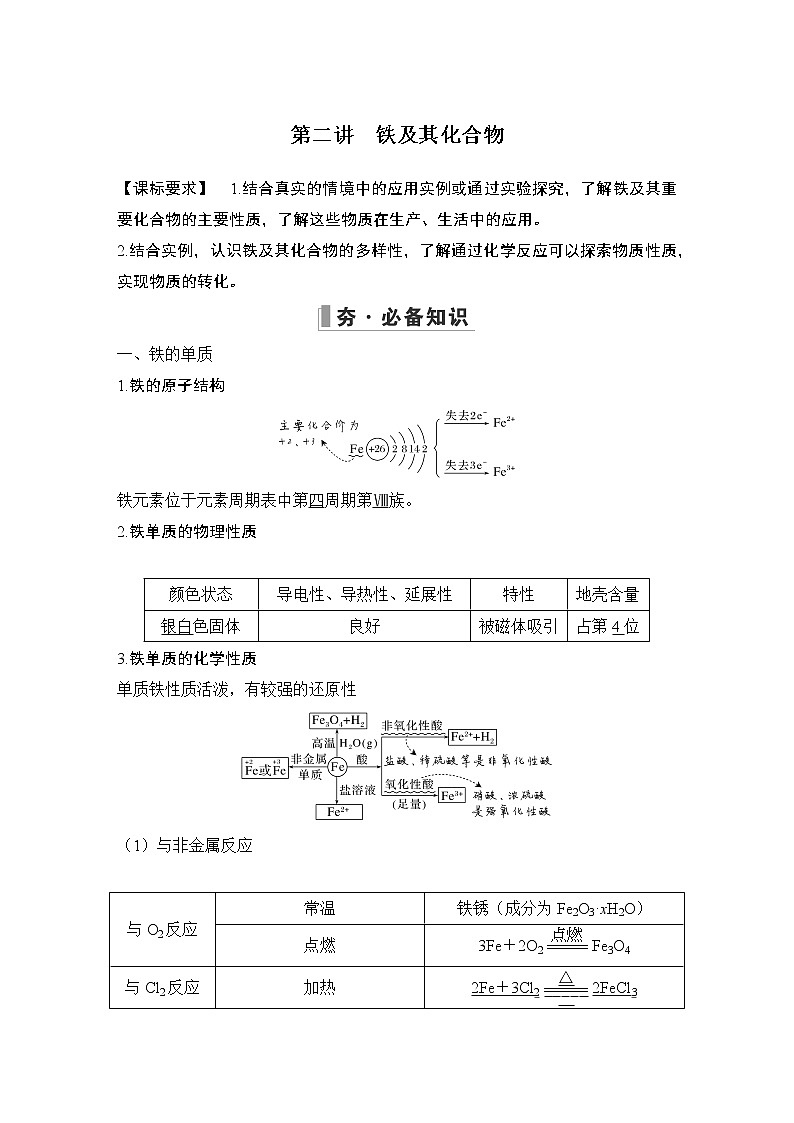 2023版创新设计高考化学（新教材人教版）总复习一轮讲义第二讲　铁及其化合物第1页