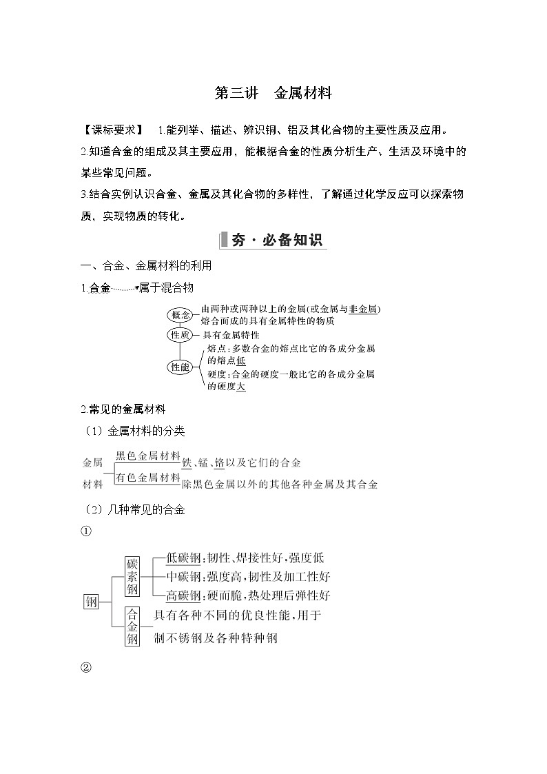 2023版创新设计高考化学（新教材人教版）总复习一轮讲义第三讲　金属材料第1页