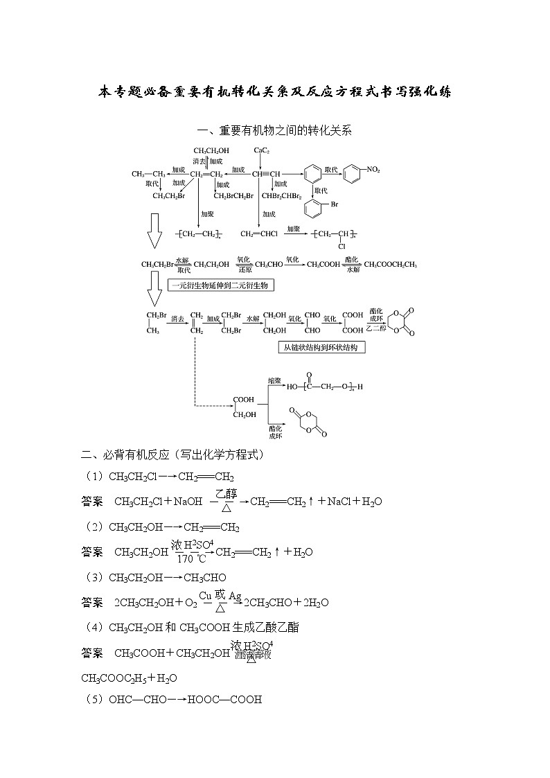 2023版创新设计高考化学（新教材苏教版）总复习一轮讲义本专题必备重要有机转化关系及反应方程式书写强化练第1页