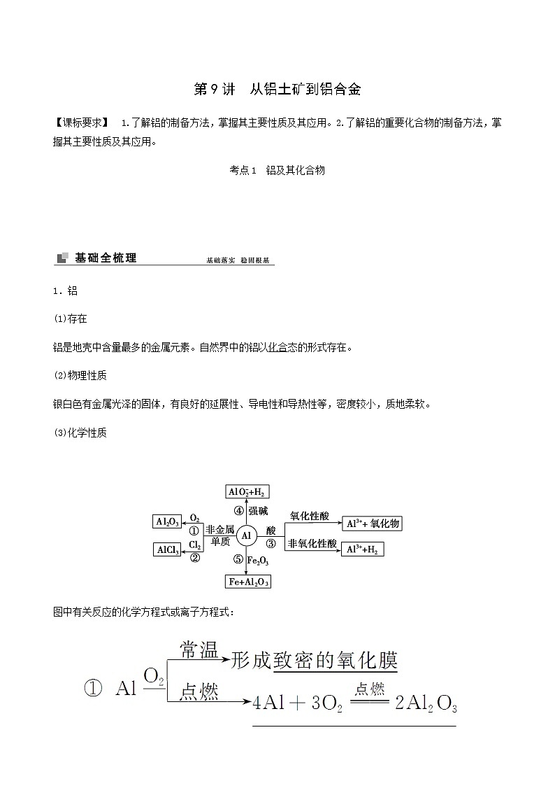 苏教版高考化学一轮复习专题3金属及其化合物第9讲从铝土矿到铝合金学案第1页
