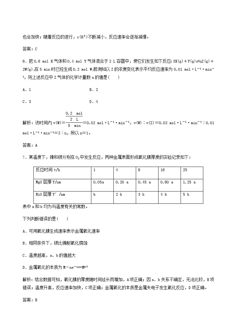 苏教版高考化学一轮复习专题练7化学反应速率与化学平衡第20讲化学反应速率含答案第3页