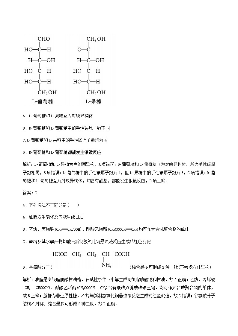 苏教版高考化学一轮复习专题练11有机化学基础第36讲生命活动的物质基础有机合成与推断含答案第2页