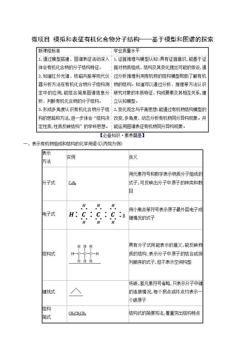 鲁科版高中化学选择性必修3第1章有机化合物的结构与性质烃微项目模拟和表征有机化合物分子结构__基于模型和图谱的探索达标练含答案第1页