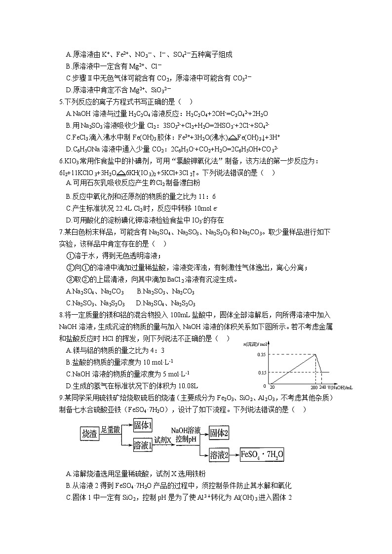2021-2022学年陕西省西安市长安区第一中学高二下学期期末考试化学试题Word版含答案02