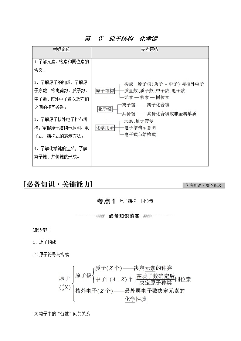 高考化学一轮复习第5章物质结构元素周期律第1节原子结构化学键学案第1页
