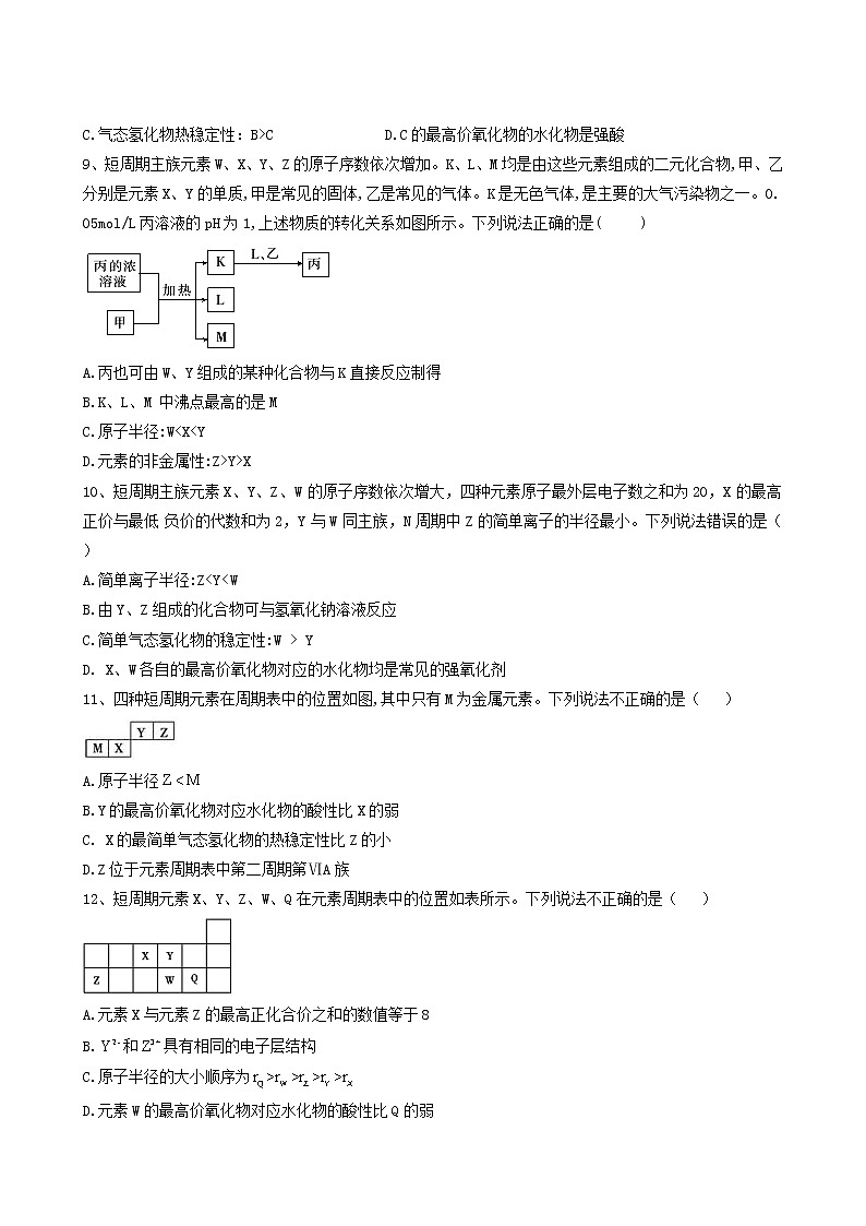 高考化学一轮复习考点精练之知识点12元素周期律含答案第3页