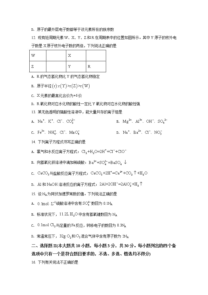 2021-2022学年浙江省杭州市七县市高一上学期期末考试化学试卷含答案第3页