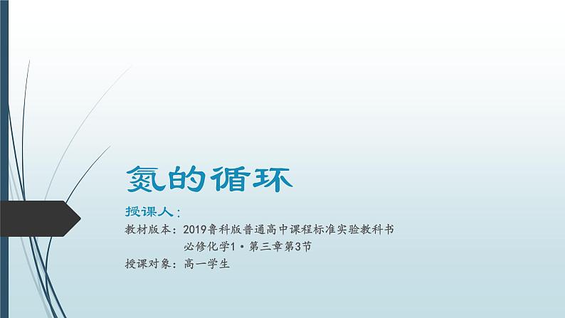2019鲁科版高中化学必修1第三章第3节《氮的循环》课件01