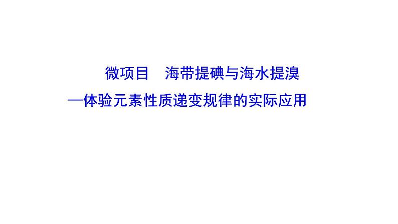 微项目 海带提碘与海水提溴——体验元素性质递变规律的实际应用 课件 2022-2023学年高一化学鲁科版（2019）必修第二册第1页