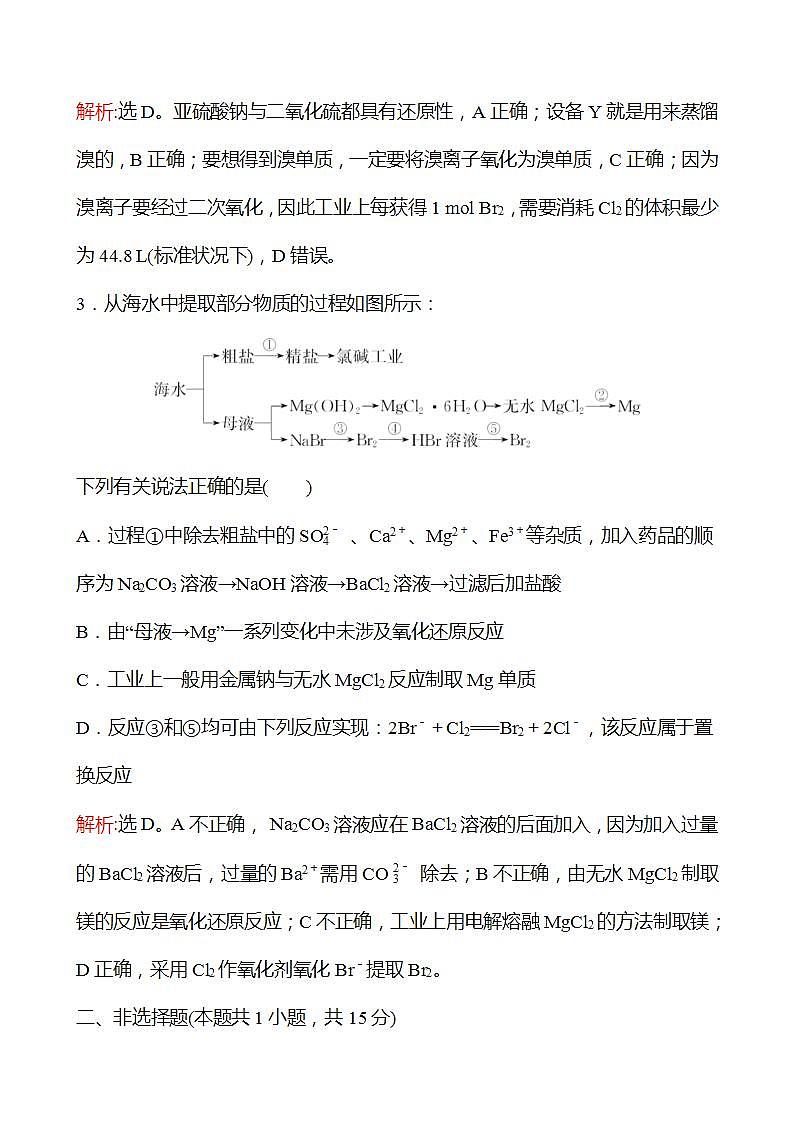 微项目 海带提碘与海水提溴——体验元素性质递变规律的实际应用 强化练习2022-2023学年高一下学期化学鲁科版（2019）必修第二册02