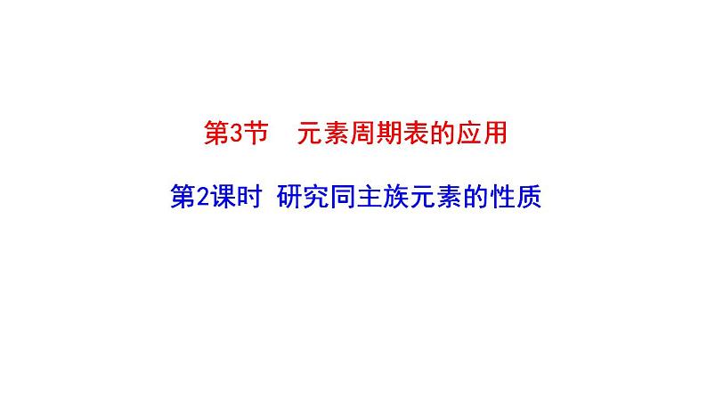 1.3.2研究同主族元素的性质 课件 2022-2023学年高一化学鲁科版（2019）必修第二册 第1页