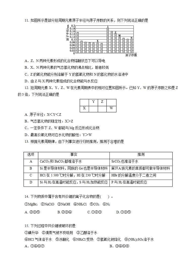 高中化学必修一 第04章 物质结构 元素周期律B卷能力提高篇）原卷版）03