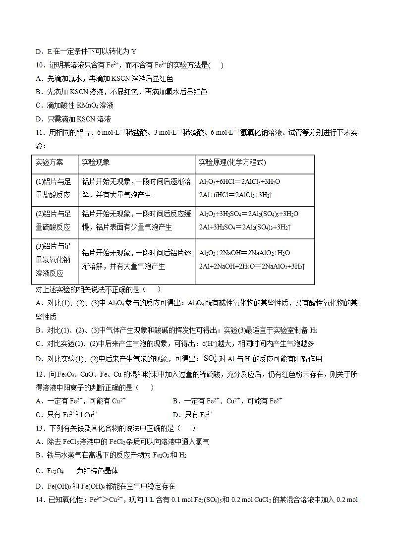 高中化学必修一 第三章 铁  金属材料【过关测试提高卷】20202021学年新）原卷版）第3页