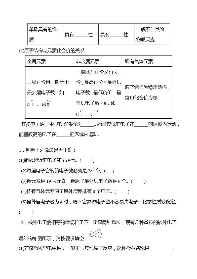 第1章 第1节 第2课时 原子结构——核外电子排布 学案 2022-2023学年高一化学鲁科版（2019）必修第二册02
