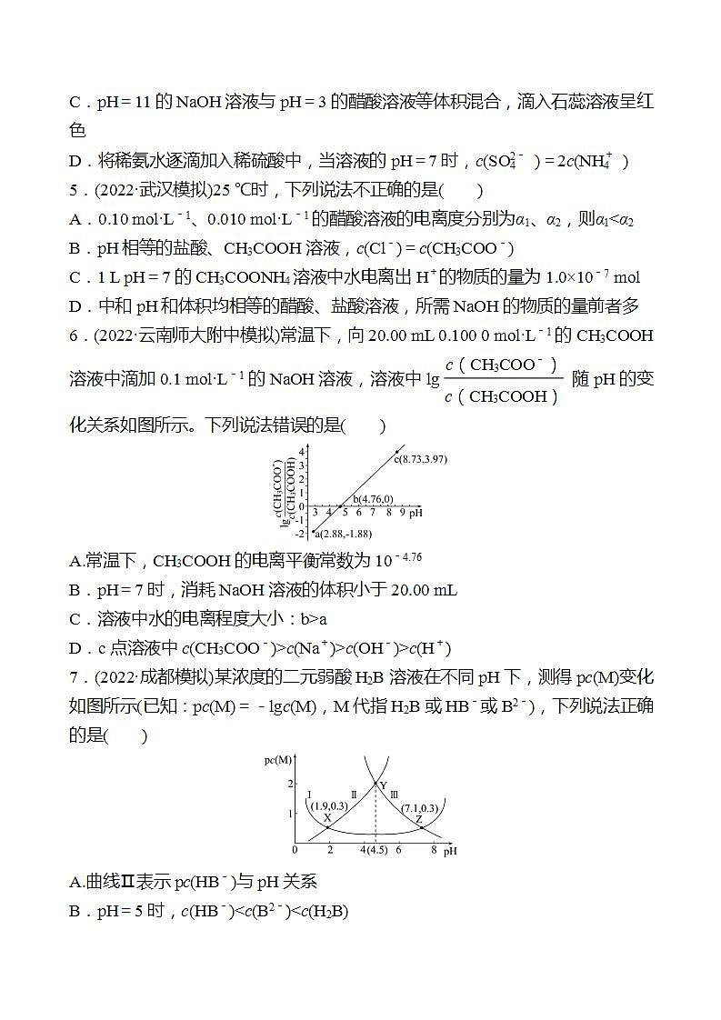 鲁科版 2023高考化学 一轮复习 二十一 弱电解质的电离平衡 课时练习 （学生版）第2页