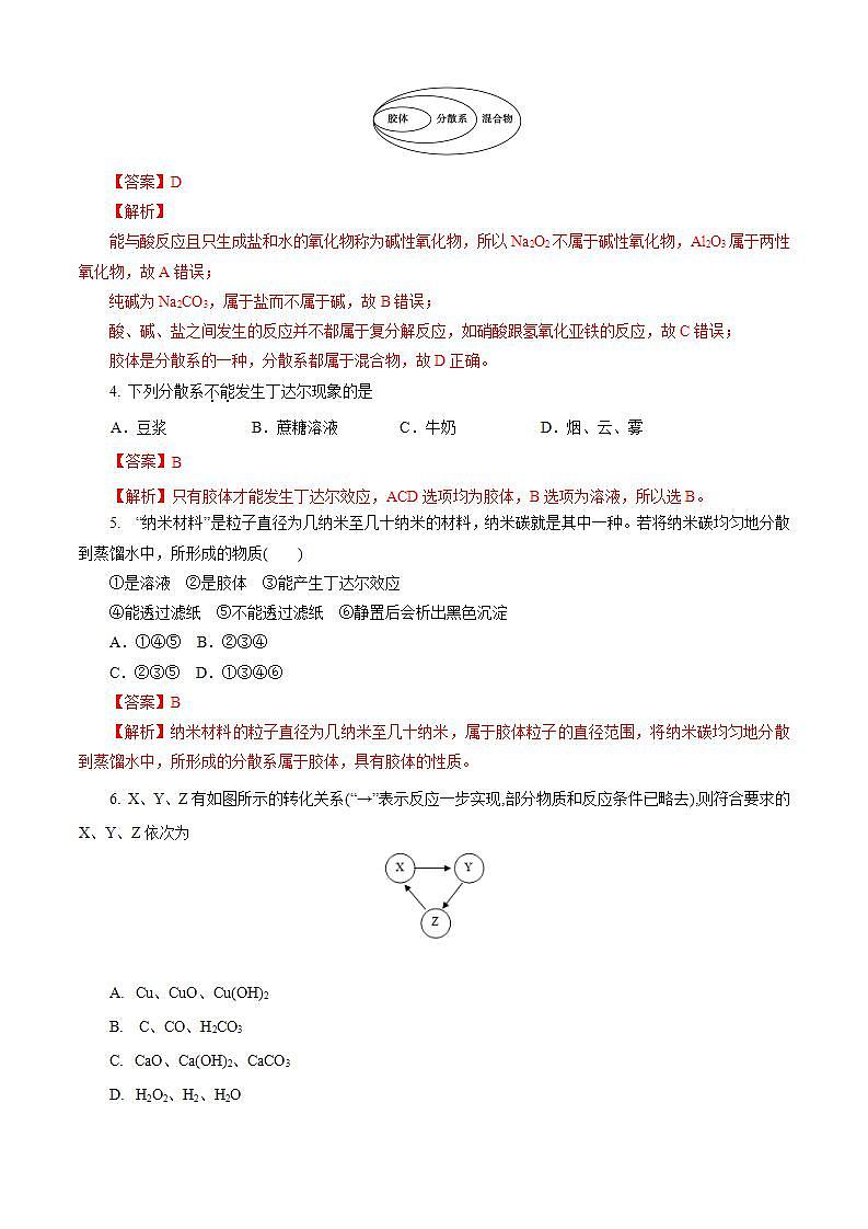 高中化学必修一 第01章 物质及其变化A卷基础强化篇）解析版）第2页