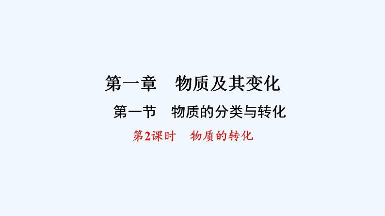 高中化学必修一 专题1.1.2 物质的转化01