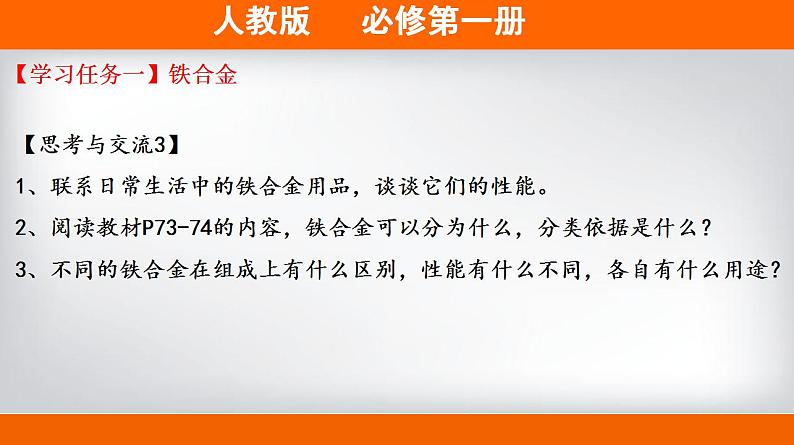 高中化学必修一 专题3.2.1合金备课堂课件））07