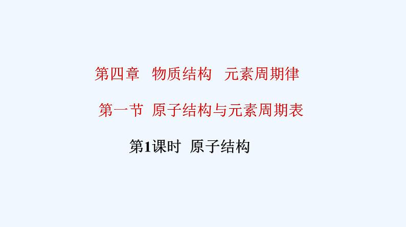 高中化学必修一 专题4.1.1 原子结构第1页