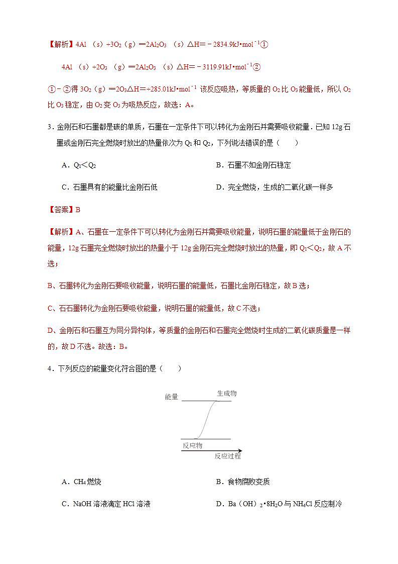 高中化学选择性必修一 1.1.1 反应热 焓变（练习）（解析版）02