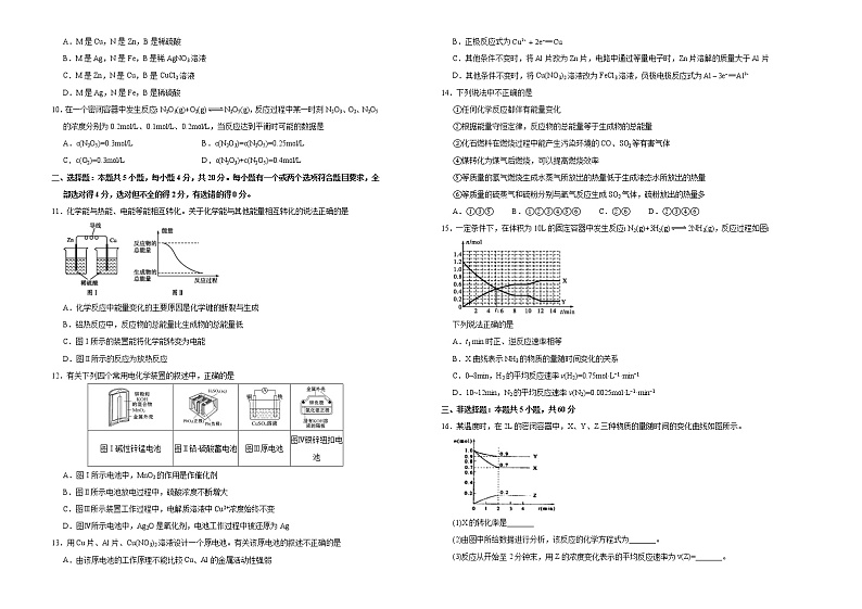 高中化学必修2 第六单元化学反应与能量达标检测卷 新A） 学生版第2页