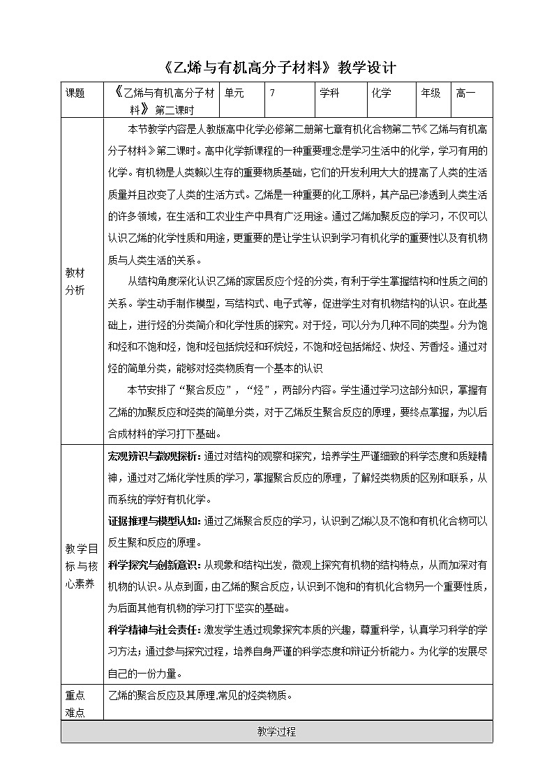 高中化学必修2 乙烯与高分子材料第2课时第1页