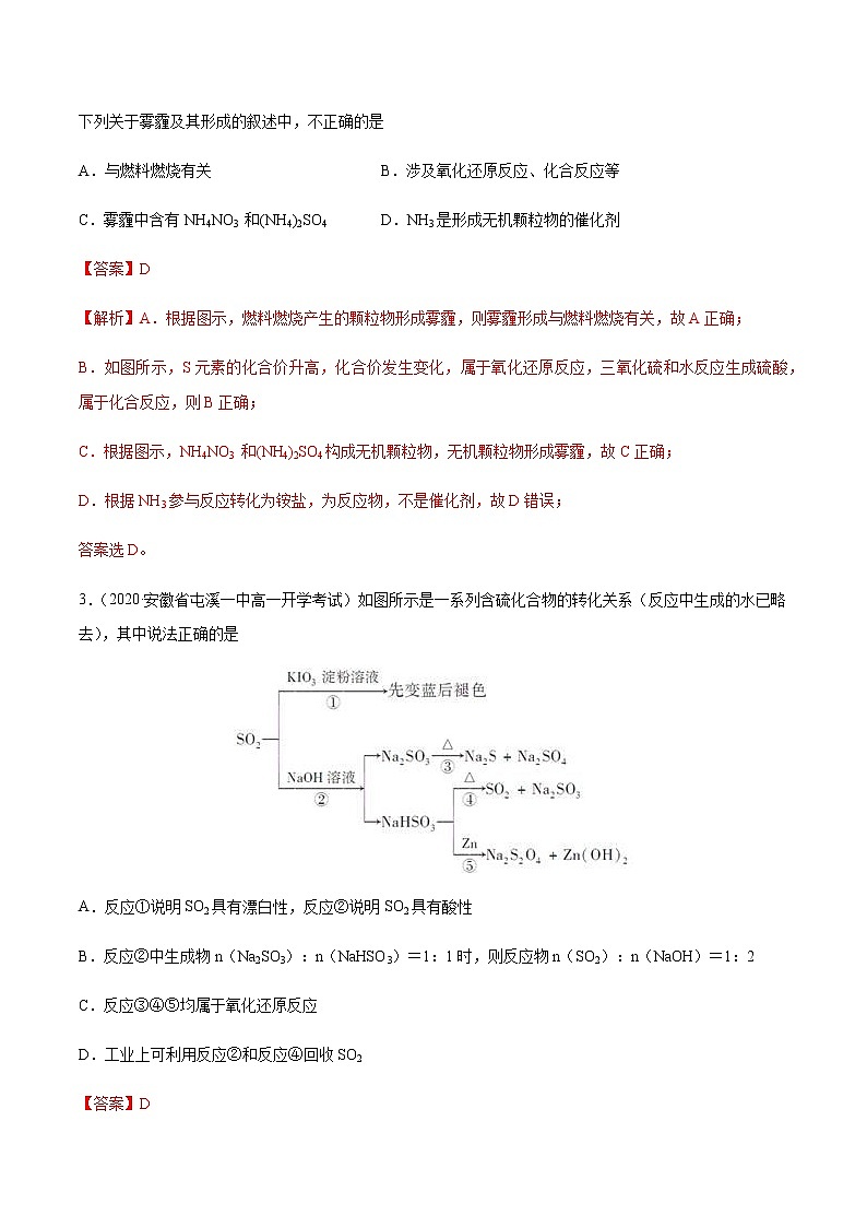 高中化学必修2 专项01 常见物质间的转化关系20192020学年新解析版） 练习02