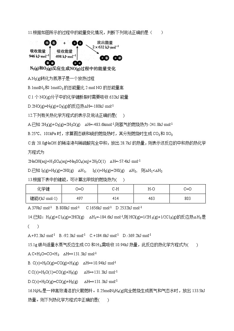 高中化学选择性必修一 1.1.2 热化学方程式 燃烧热 基础练习第3页