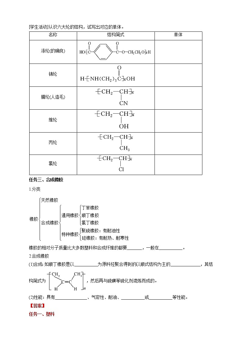 高中化学选择性必修三 5.2.1 通用高分子材料学案下学期（解析版）03