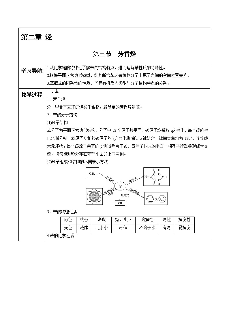 高中化学选择性必修三 第2章 第3节 芳香烃 讲义01