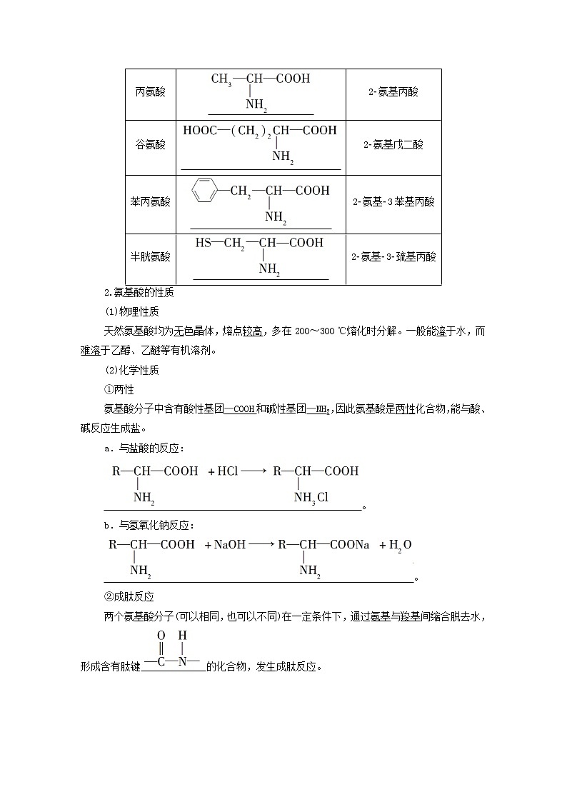 高中化学选择性必修三 第4章生物大分子第2节蛋白质学案02