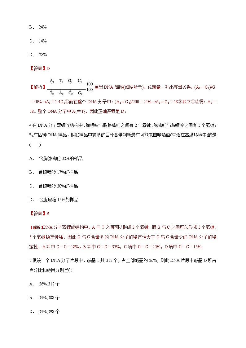 【新教材精创】3.2 DNA的结构 练习（1）（解析版）02