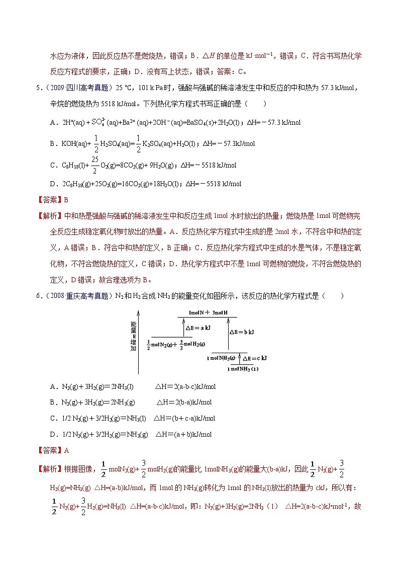 十年（2013-2022）高考化学真题分项汇编（全国通用）专题30  热化学反应方程式书写（教师版）第3页